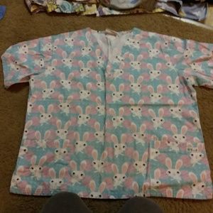 Bunny Easter scrub top large.
